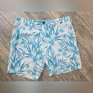 Hurley Blue White Floral Board Water Shorts Sz 34